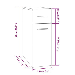 Apothekerschrank Braun Eichenoptik 20x45,5x60 cm