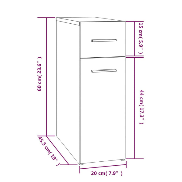 Apothekerschrank Braun Eichenoptik 20x45,5x60 cm