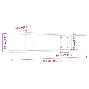 TV-Wandregal Räuchereiche 125 cm
