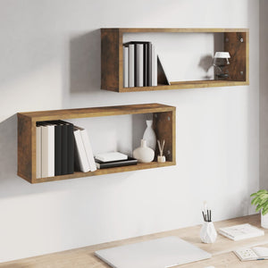 Würfelregale 2er Set Räuchereiche 60x15x23 cm
