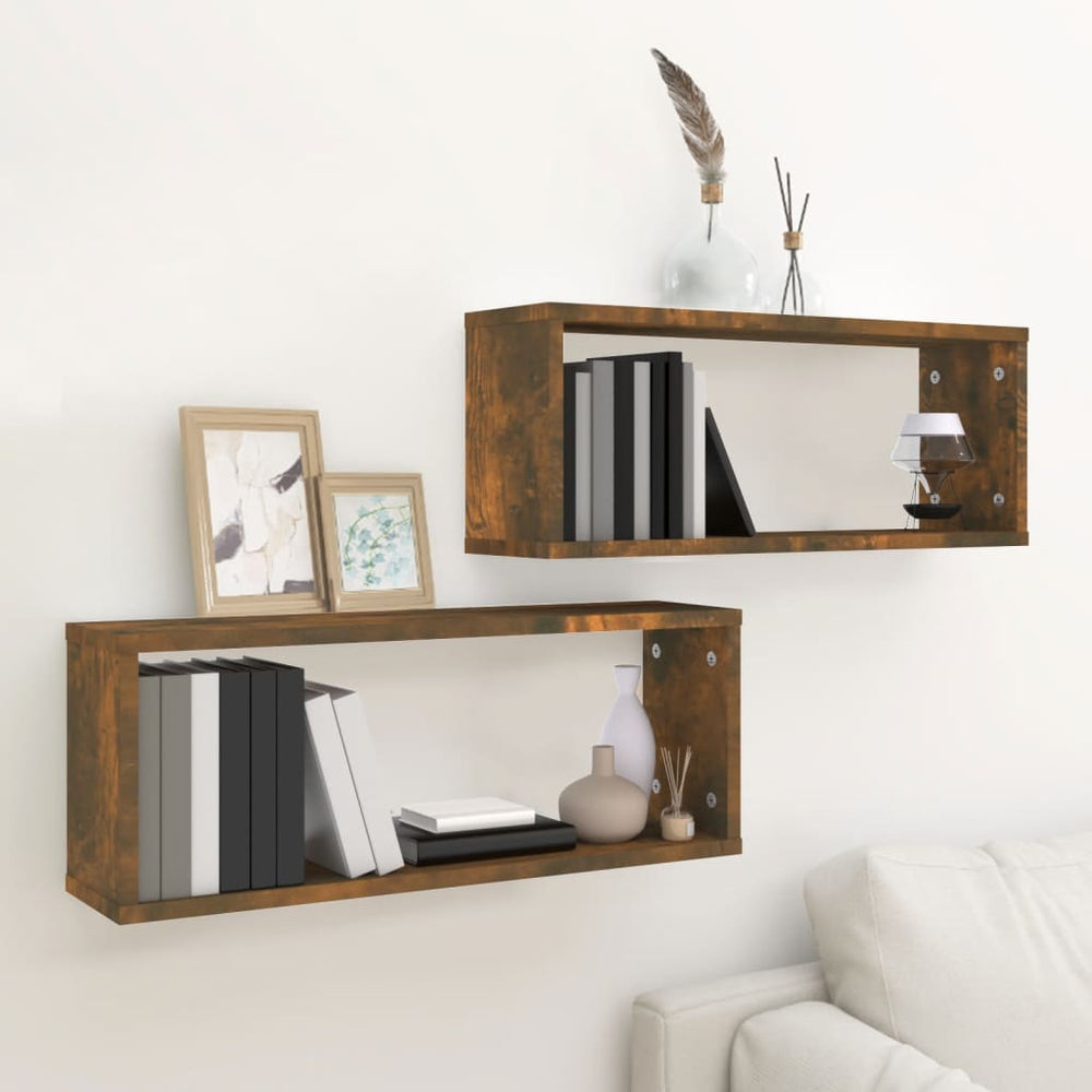 Würfelregale 2er Set Räuchereiche 60x15x23 cm