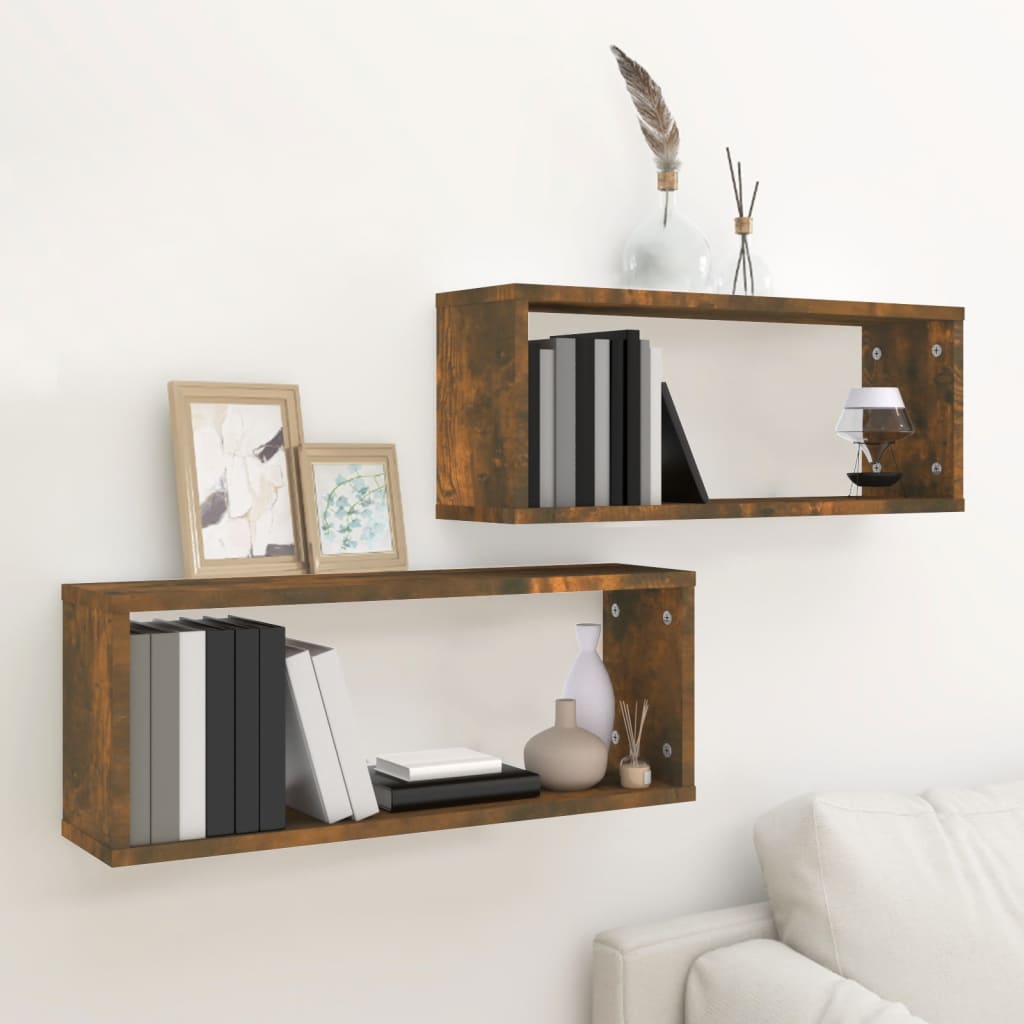 Würfelregale 2er Set Räuchereiche 60x15x23 cm