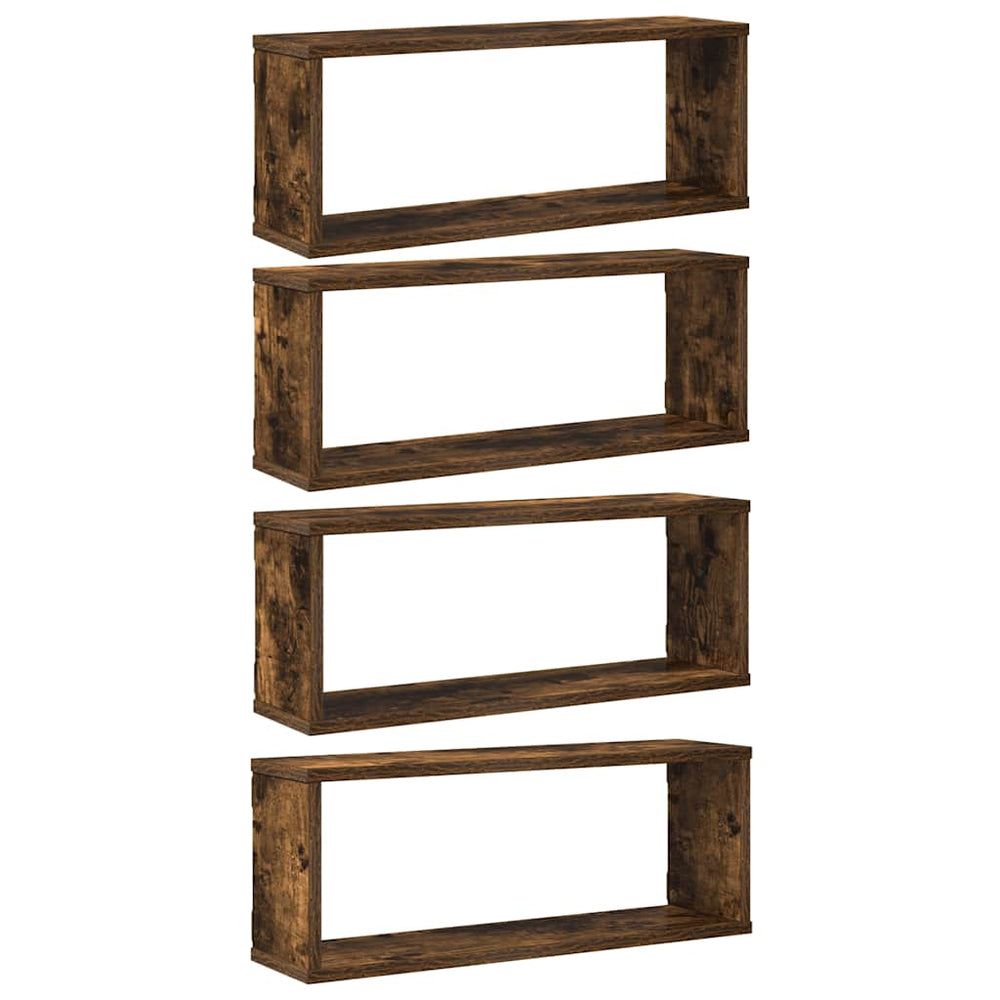 Würfelregale 4er Set, Räuchereiche 60x15x23 cm