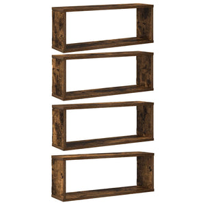 Würfelregale 4er Set, Räuchereiche 60x15x23 cm