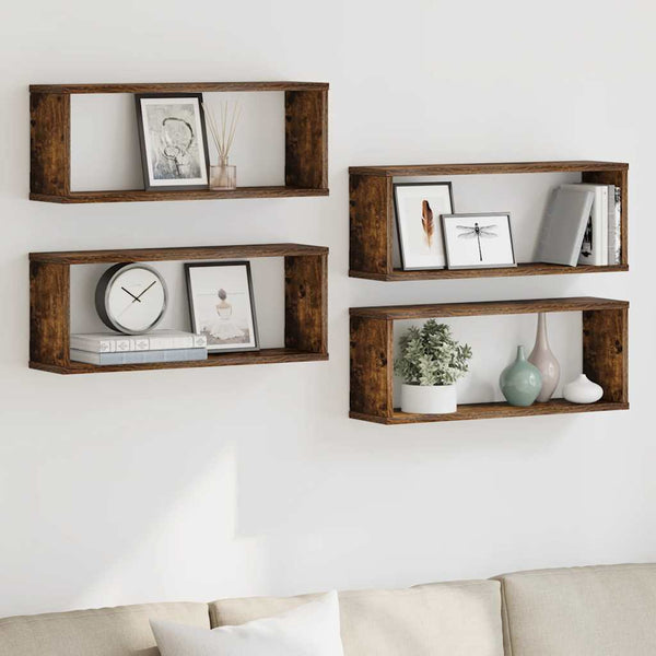 Würfelregale 4er Set, Räuchereiche 60x15x23 cm