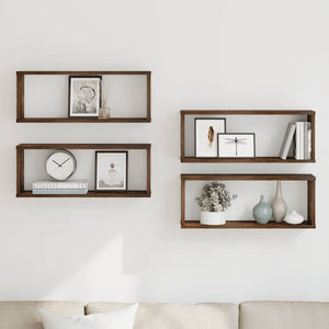Würfelregale 4er Set, Räuchereiche 60x15x23 cm