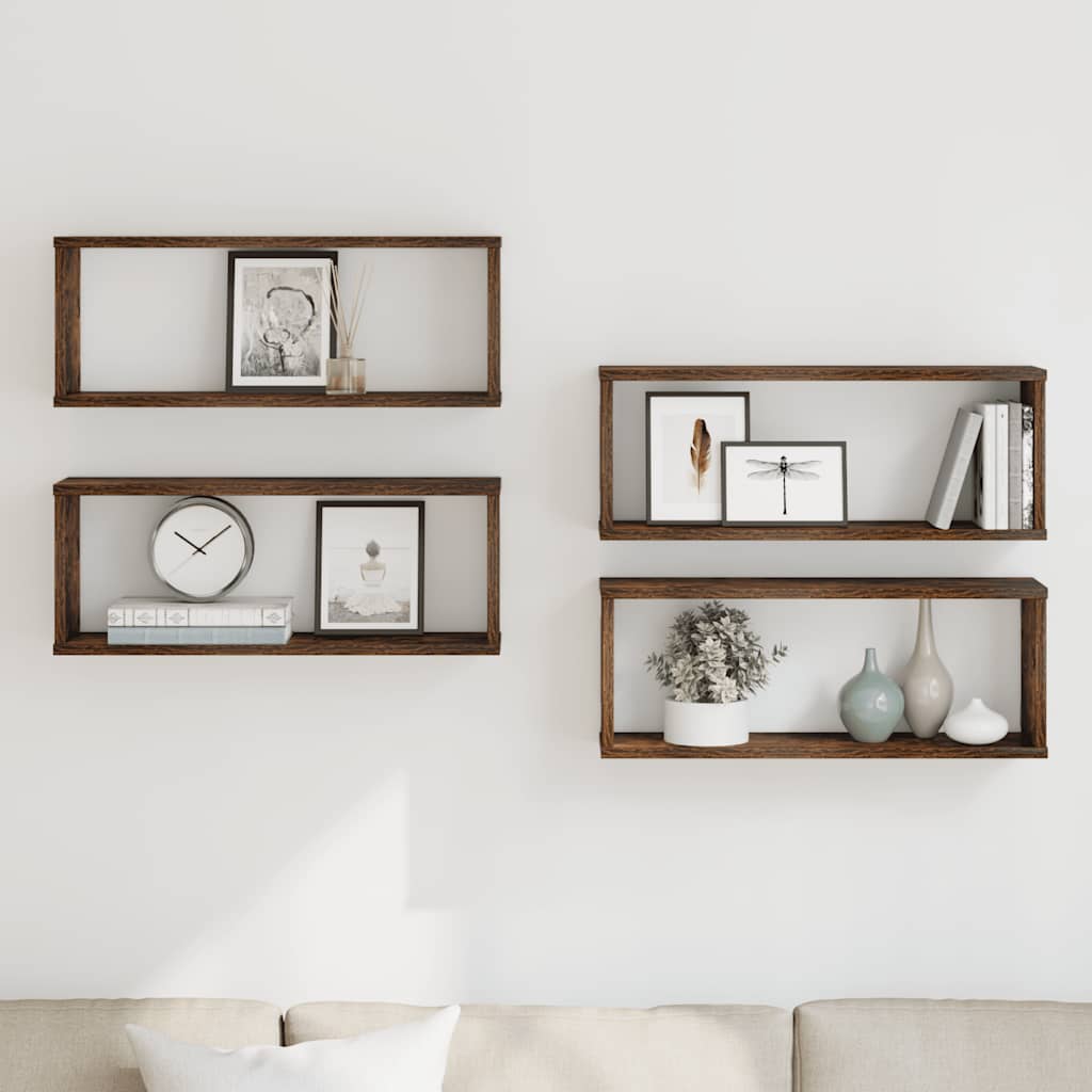 Würfelregale 4er Set, Räuchereiche 60x15x23 cm