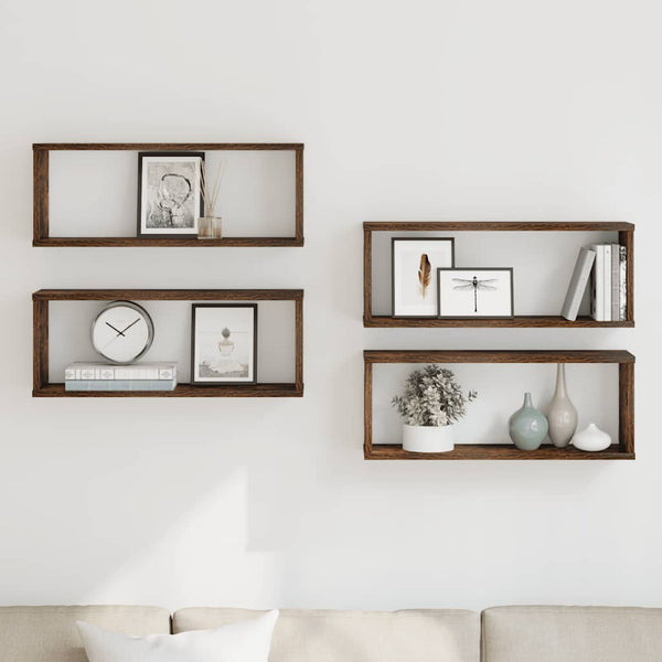Würfelregale 4er Set, Räuchereiche 60x15x23 cm