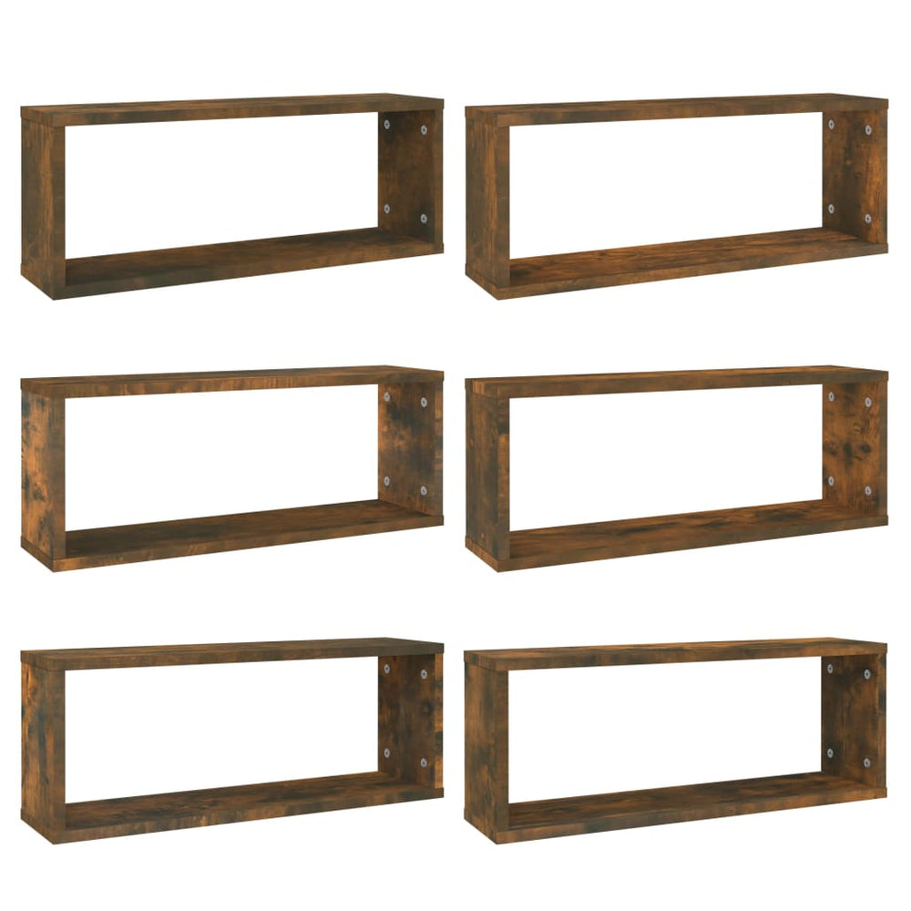 Würfelregale, 6er Set, Räuchereiche, 60x15x23 cm