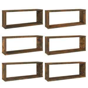 Würfelregale, 6er Set, Räuchereiche, 60x15x23 cm