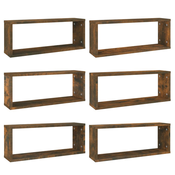 Würfelregale, 6er Set, Räuchereiche, 60x15x23 cm