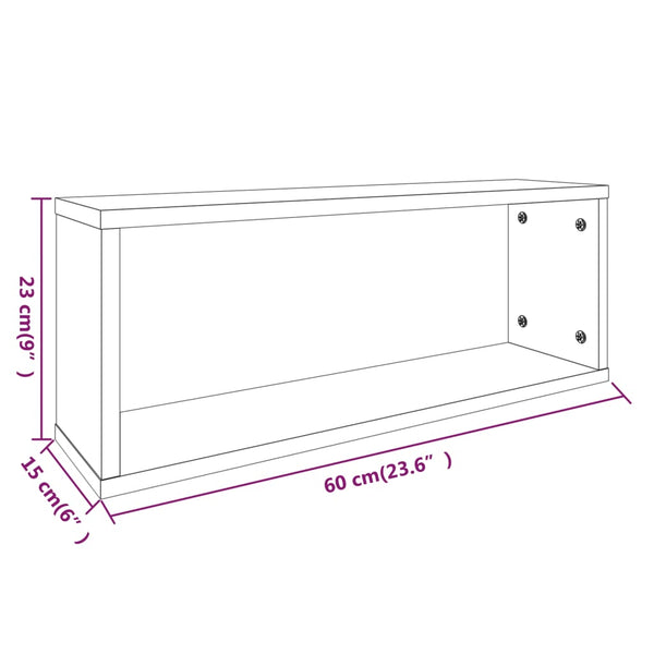 Würfelregale Grau Sonoma 60x15x23cm, 2er Set