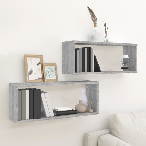Würfelregale Grau Sonoma 60x15x23cm, 2er Set