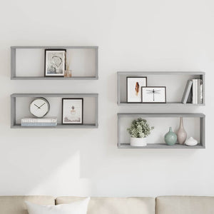 Würfelregale 4er Set Grau Sonoma 60x15x23cm