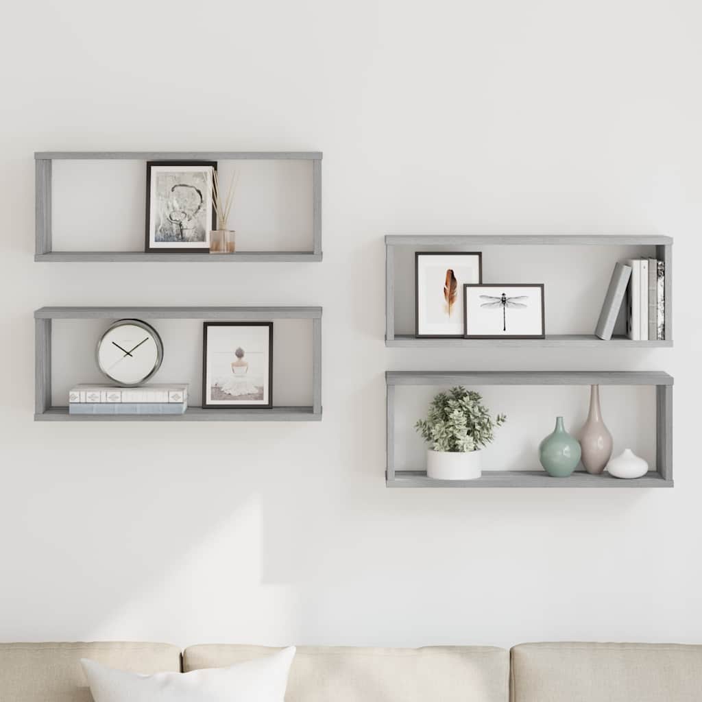 Würfelregale 4er Set Grau Sonoma 60x15x23cm