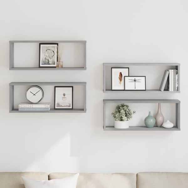 Würfelregale 4er Set Grau Sonoma 60x15x23cm