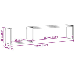 Wandregale Grau Sonoma 100 cm, 2er-Set