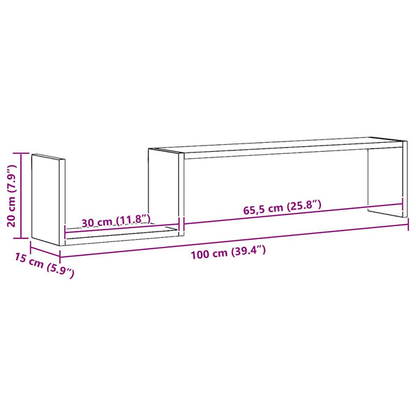 Wandregale Grau Sonoma 100 cm, 2er-Set