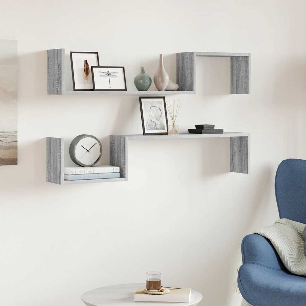 Wandregale Grau Sonoma 100 cm, 2er-Set