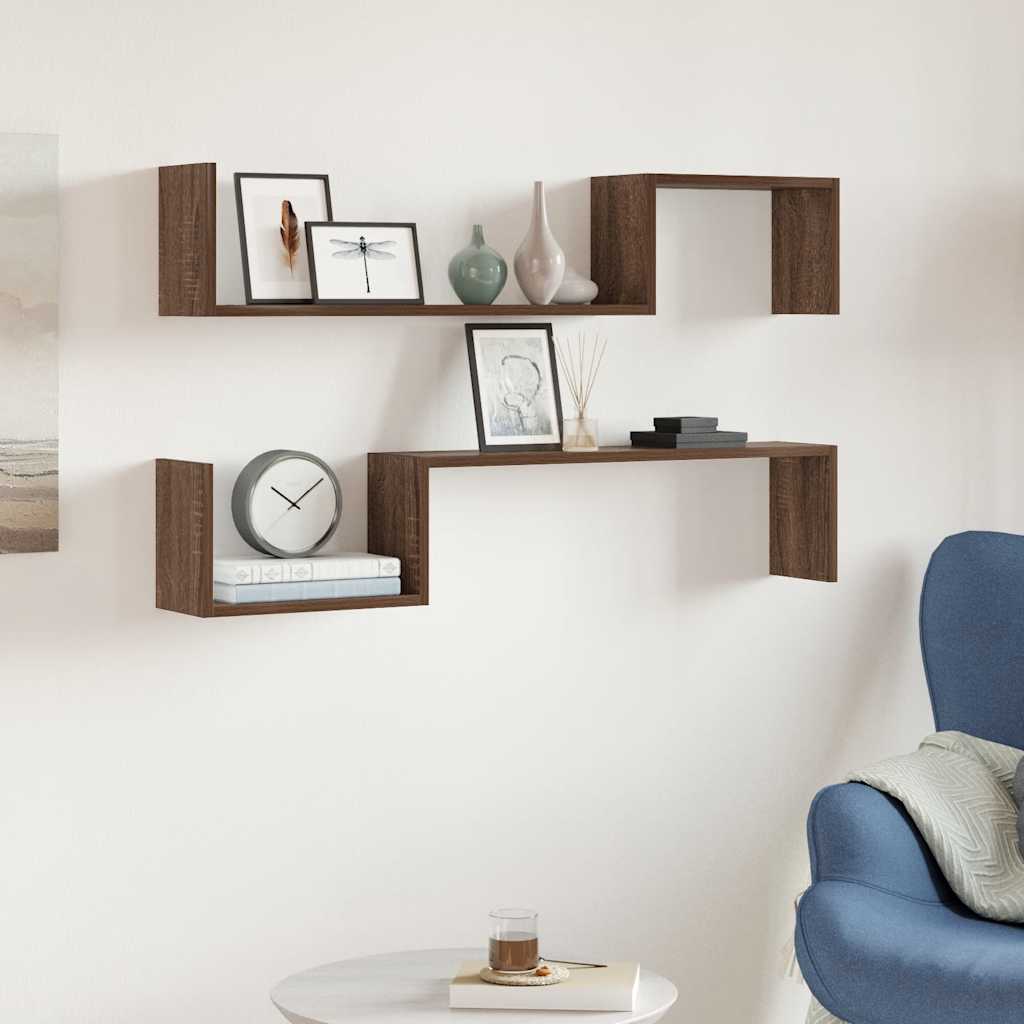 Wandregale 2er Set, Eichenoptik 100x15x20 cm