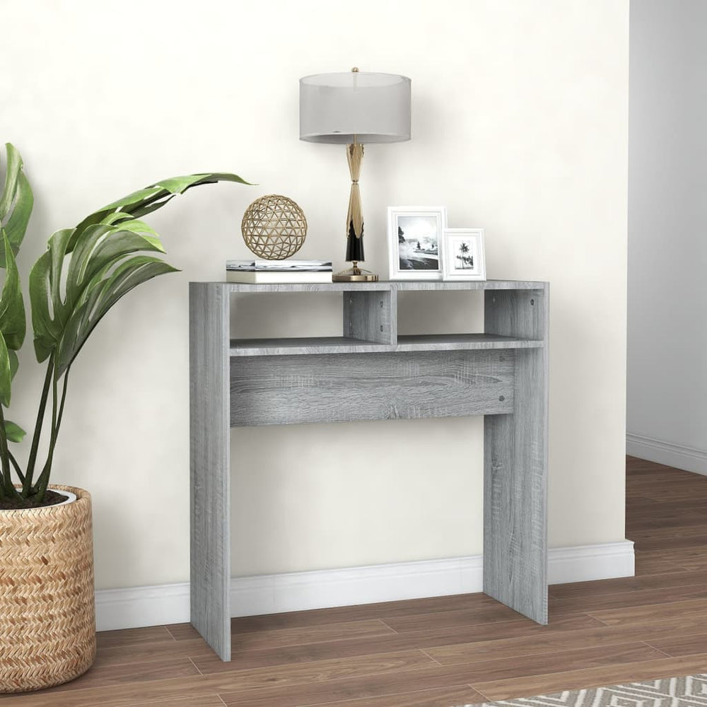 vidaXL Table console Gris sonoma 78x30x80 cm Bois d'ingénierie