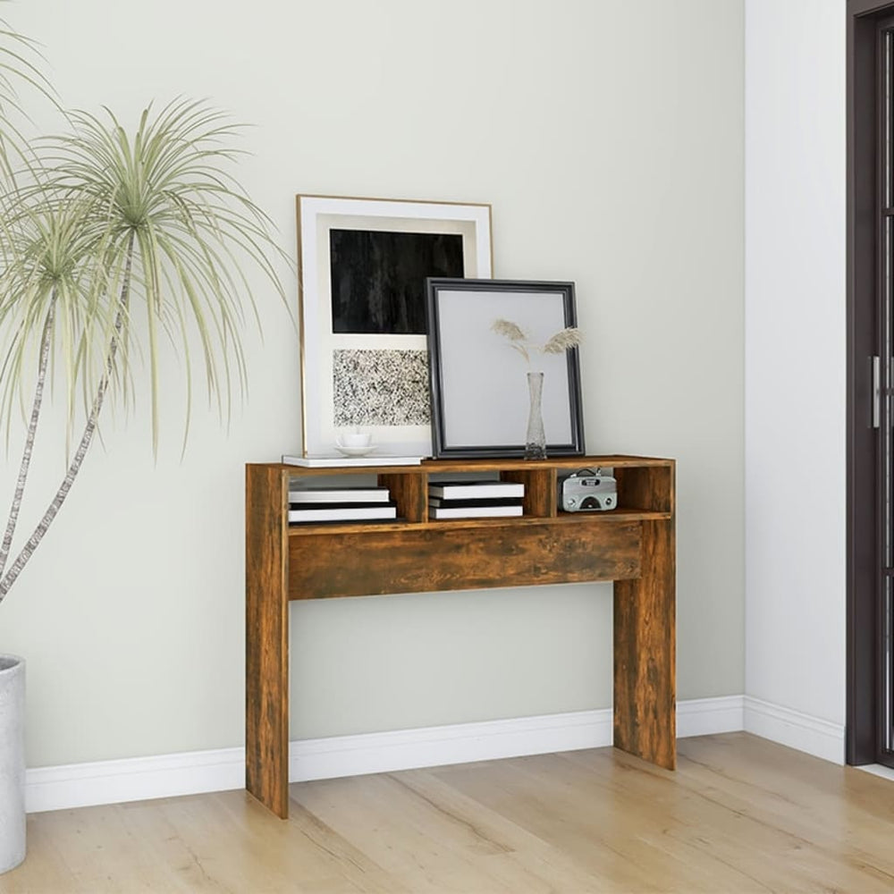 vidaXL Console de table chêne fumé 105x30x80 cm bois d'ingénierie
