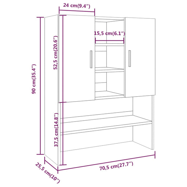 Waschmaschinenschrank Räuchereiche 70,5x90 cm
