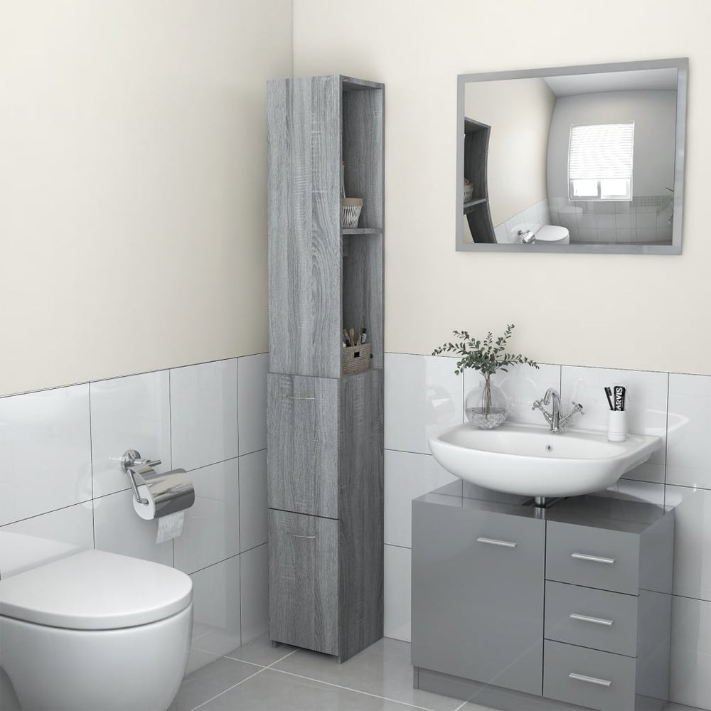 Badschrank Grau Sonoma 25x26,5x170 cm