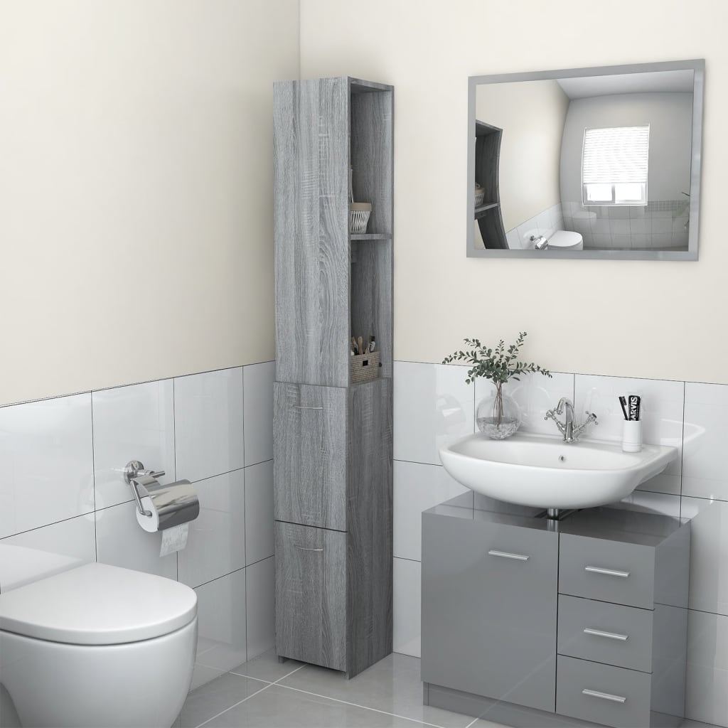 Badschrank Grau Sonoma 25x26,5x170 cm