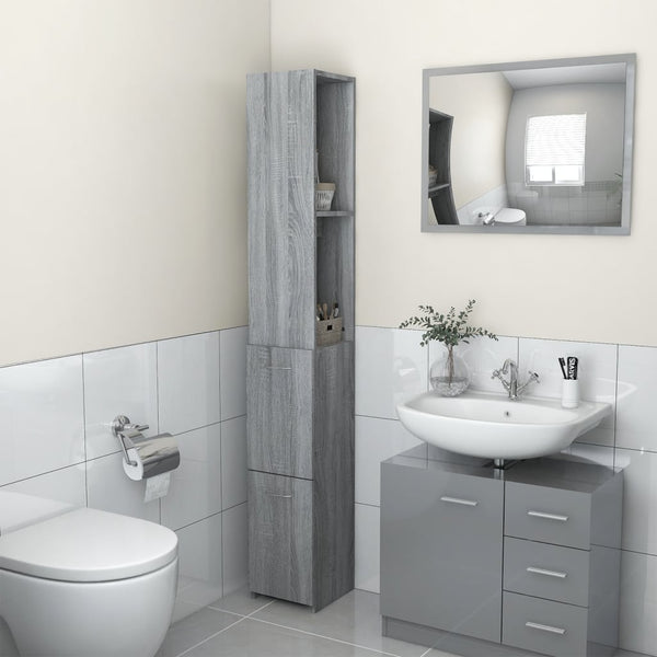 Badschrank Grau Sonoma 25x26,5x170 cm
