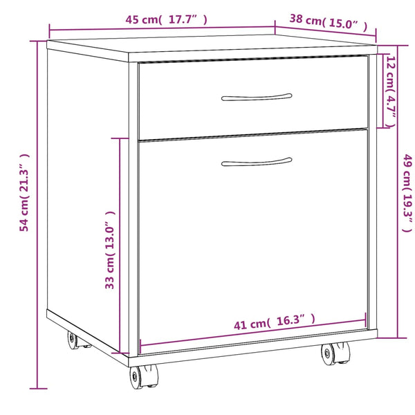 Rollschrank Grau Sonoma 45 cm