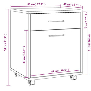 Rollschrank Braun Eichen-Optik 45x38x54 cm