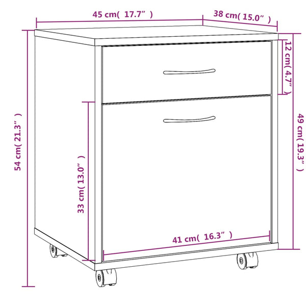 Rollschrank Braun Eichen-Optik 45x38x54 cm