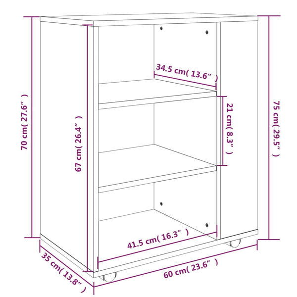 Rollschrank Braun Eichenoptik 60x75 cm