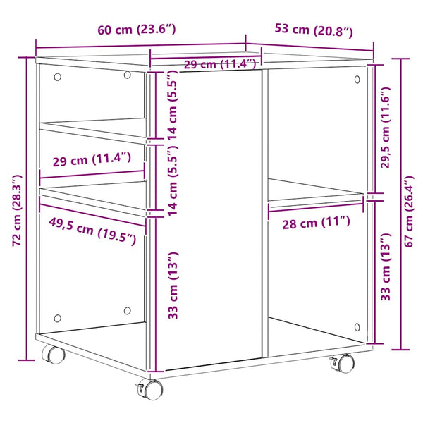 Rollschrank Braun Eichen-Optik 60x53x72 cm