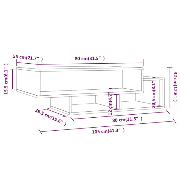 Grauer Couchtisch Sonoma 105 cm