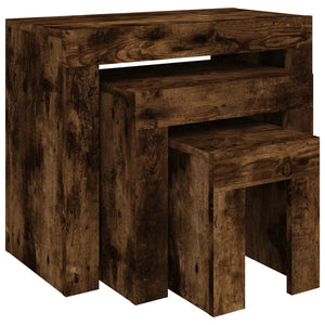 Stapelbare Couchtische 3er Set Räuchereiche