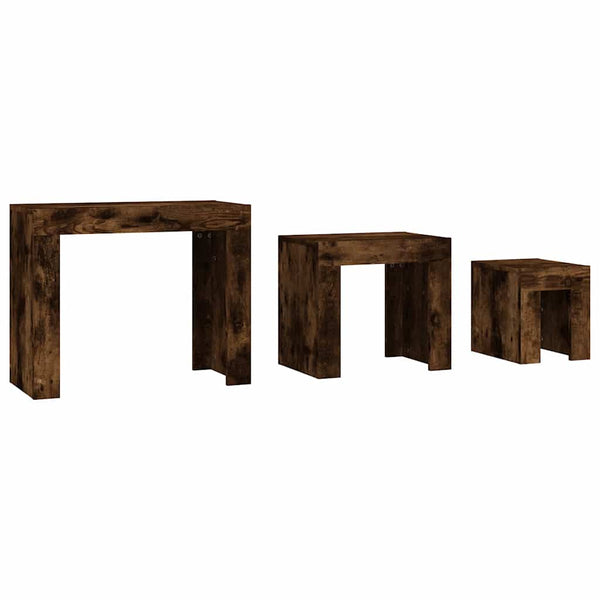 Stapelbare Couchtische 3er Set Räuchereiche