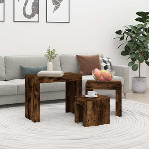 Stapelbare Couchtische 3er Set Räuchereiche