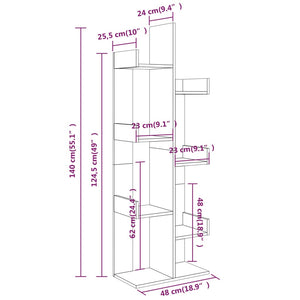 Bücherschrank Grau Sonoma 48x25,5x140 cm