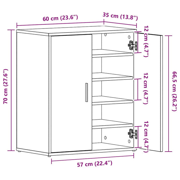 Schuhschrank Räuchereiche 60x35x70 cm