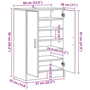 Schuhschrank Braun Eichenoptik 60x35x70 cm
