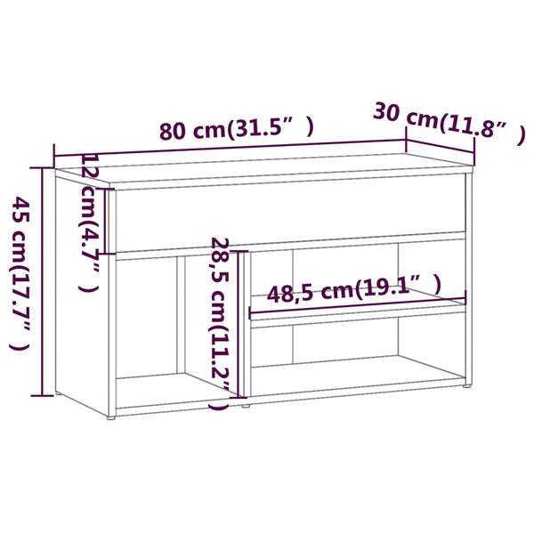 Schuhbank Räuchereiche 80 cm