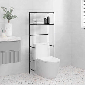 Toilettenregal Schwarz mit 2 Ablagen