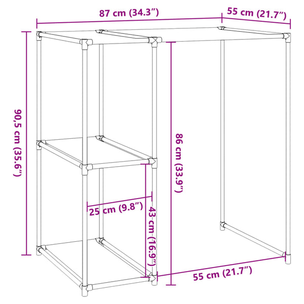 Waschmaschinenregal Grau 87x55x90,5 cm