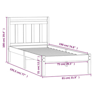 vidaXL Lit en bois massif 75x190 cm
