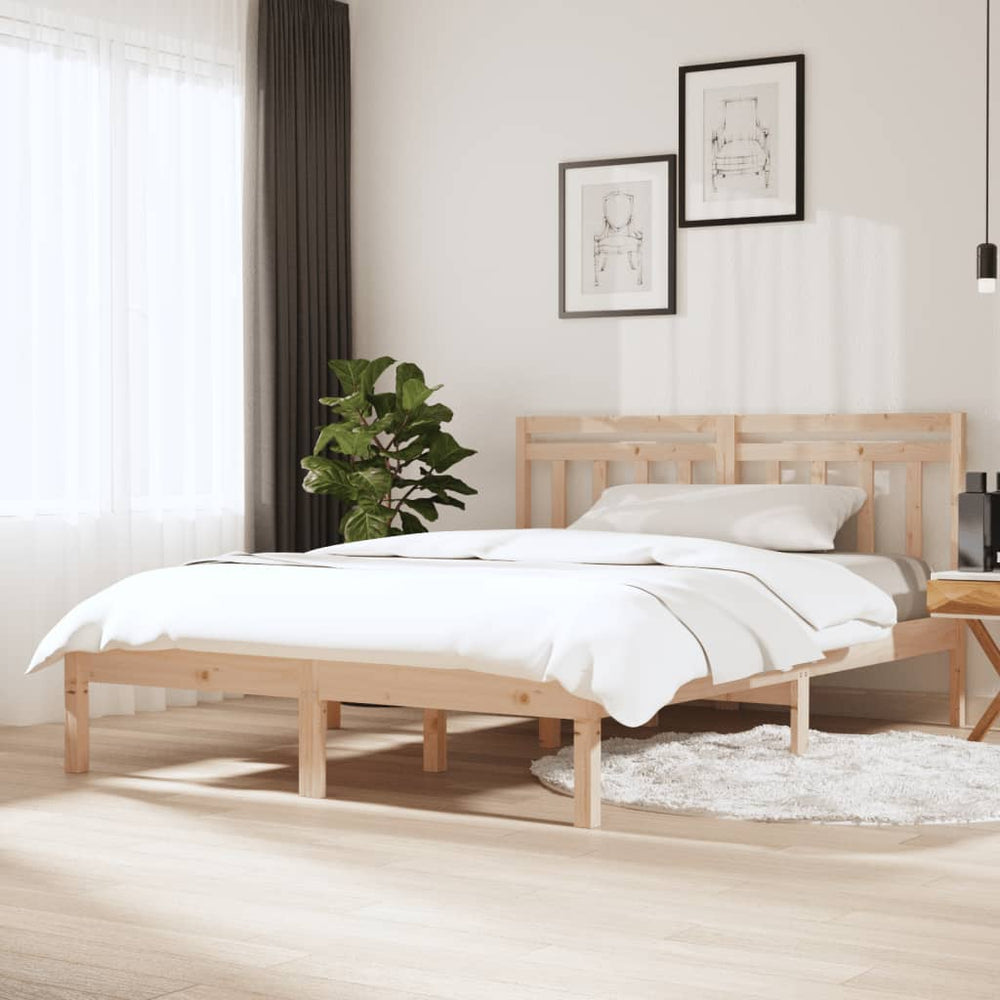 vidaXL Lit en bois massif pin 140x190 cm