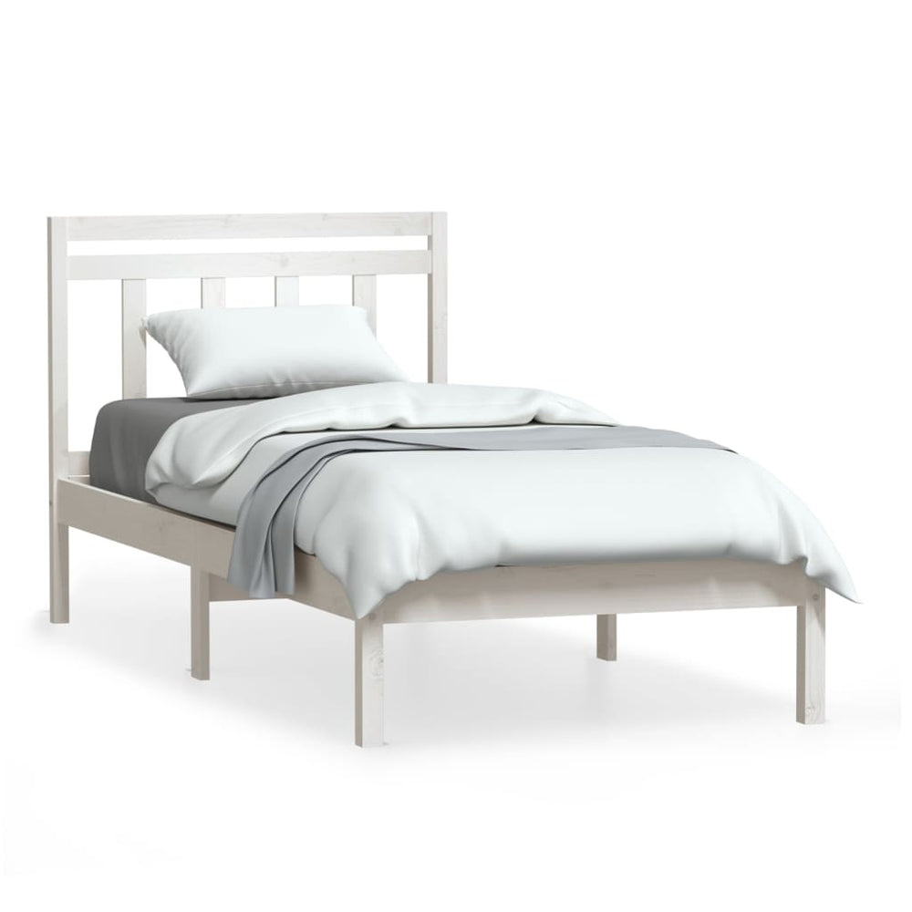 vidaXL Lit en bois massif blanc pin 100x200 cm