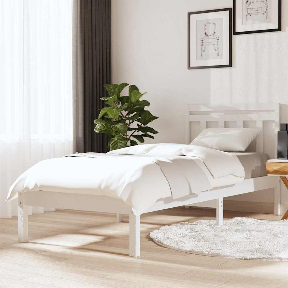 vidaXL Lit en bois massif blanc pin 100x200 cm