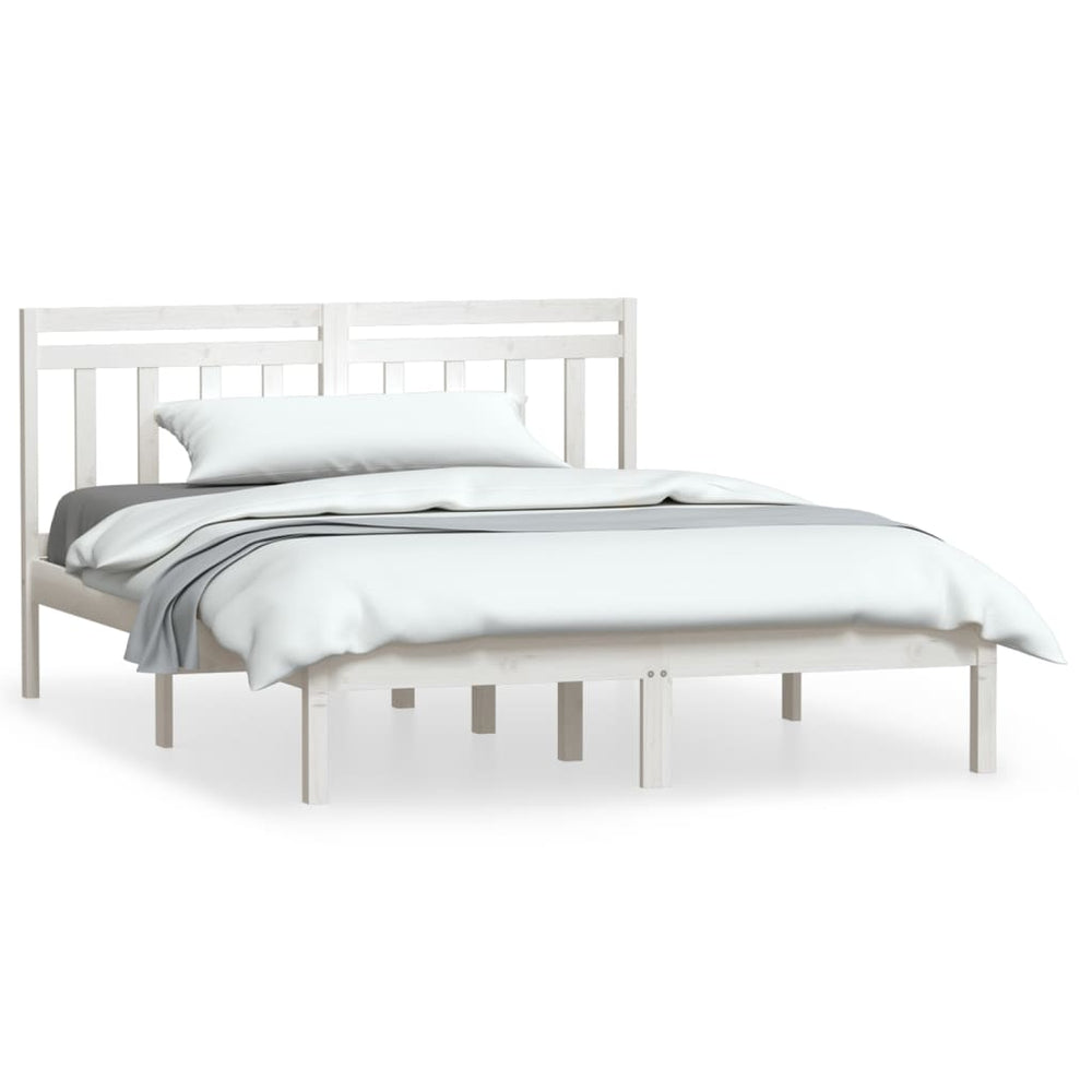 vidaXL Lit en bois massif blanc pin 140x200 cm